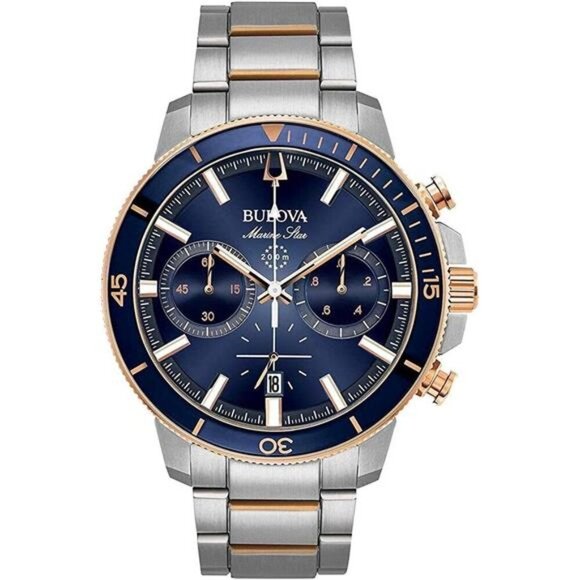 Two-Tone Rose Gold Stainless Steel 6-Hand Chronograph Quartz, Style: 98B301